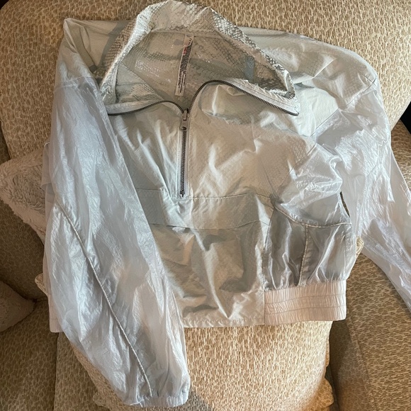 Free People Movement Metallic Snakeskin See Through Crop Windbreaker - Picture 1 of 6